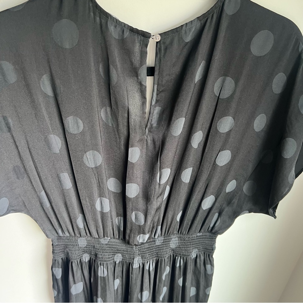 EUC Madewell Black Polka Dot Wrap Front Smock Waist Jumpsuit - Small - Picture 11 of 13